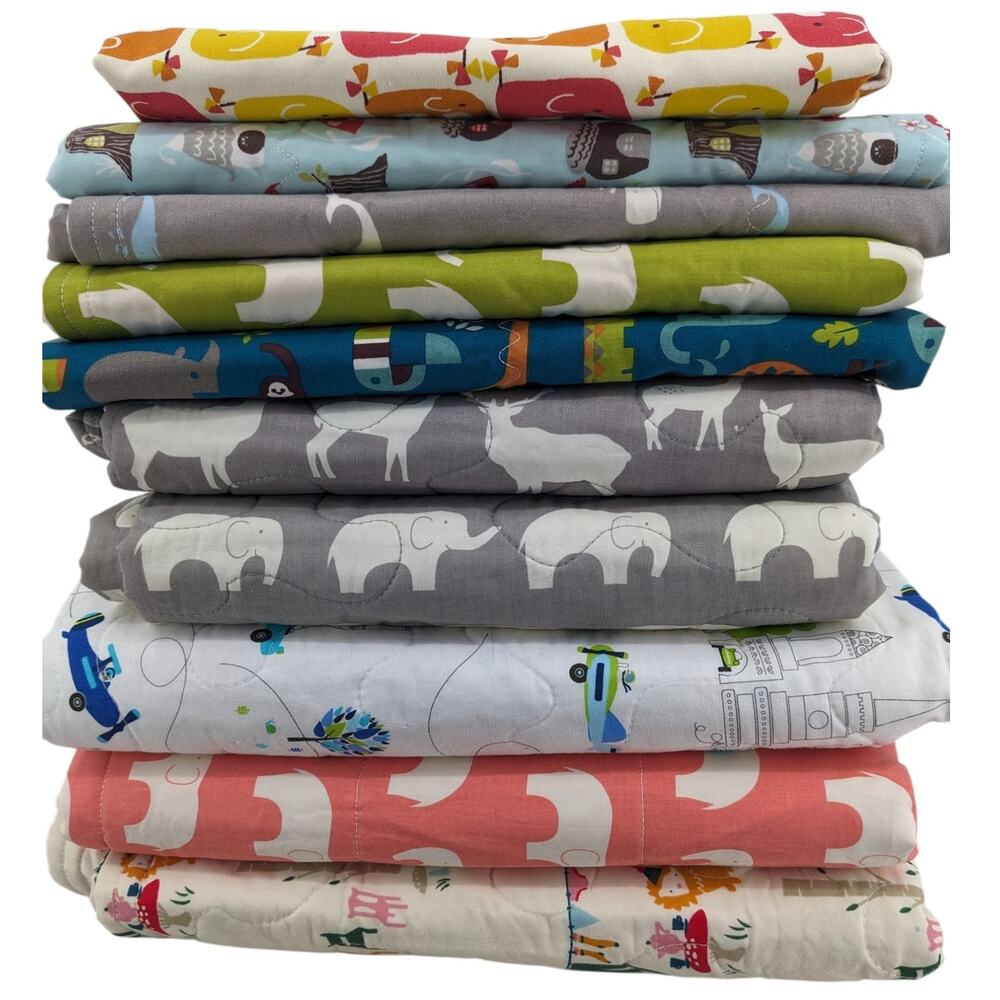 9 Pound Lot 10 NEW Handmade Receiving BABY BLANKETS ~ Retro Animal Cotton Fabric